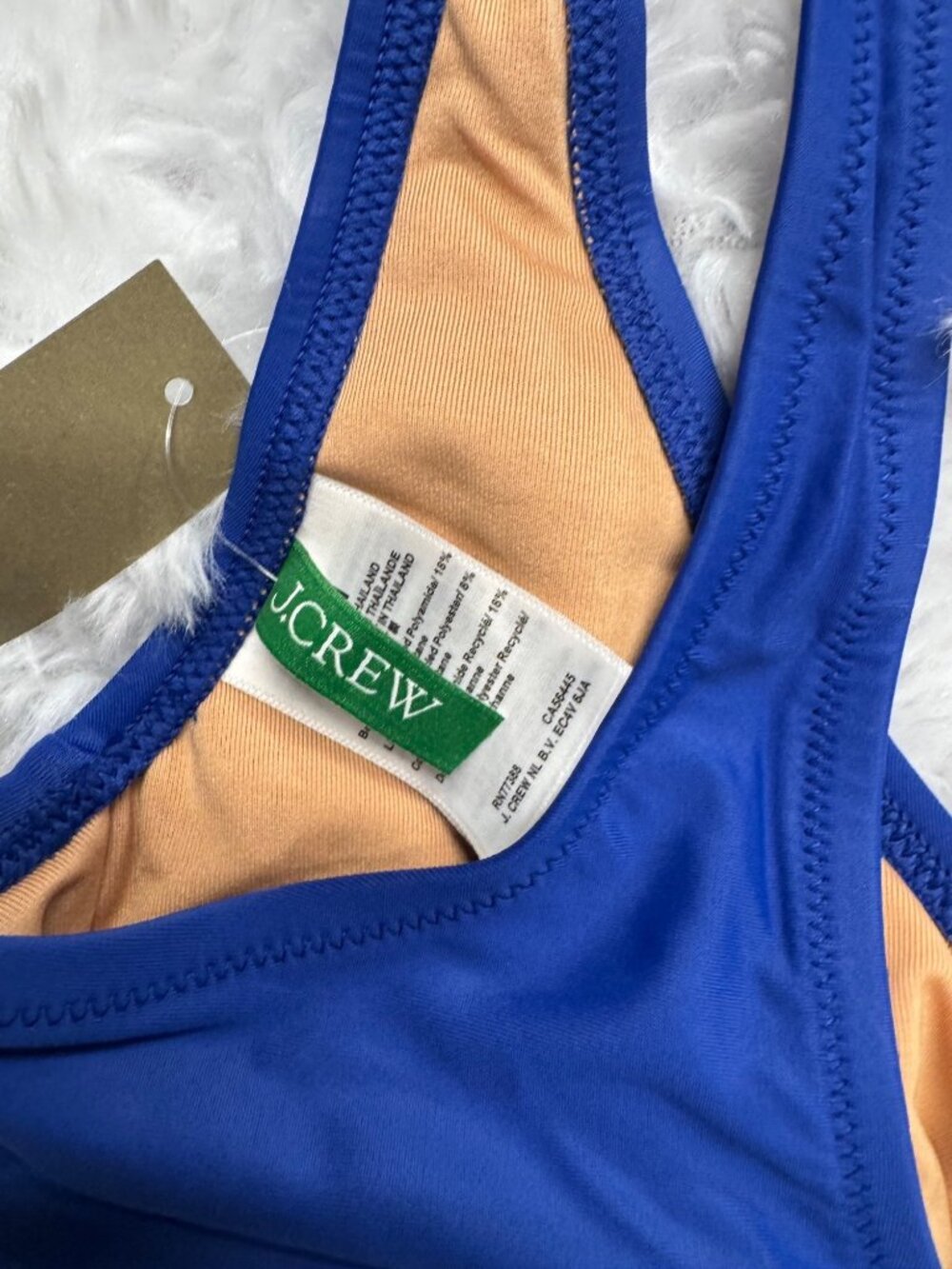 J.Crew Blue Bikini Top Adjustable Back Lined Heritage Scoop Neck Bikini Top Med - Picture 7 of 13